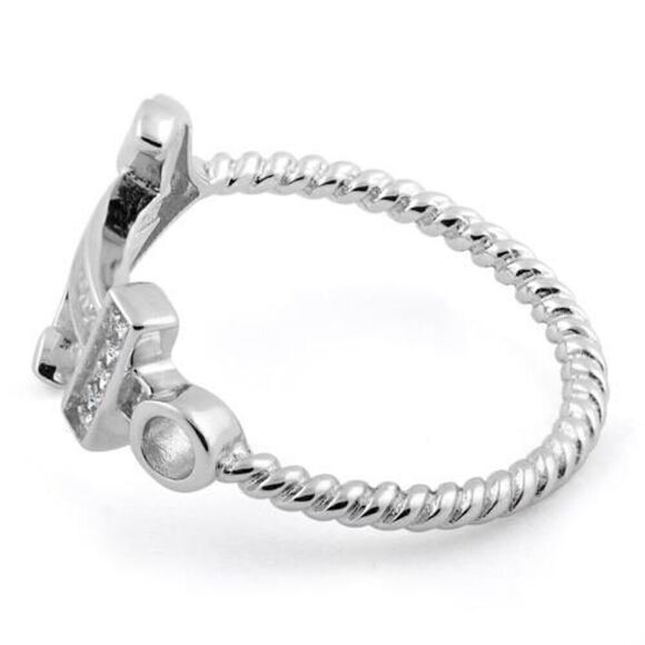 Sterling Silver Anchor CZ Ring New - Picture 4 of 4